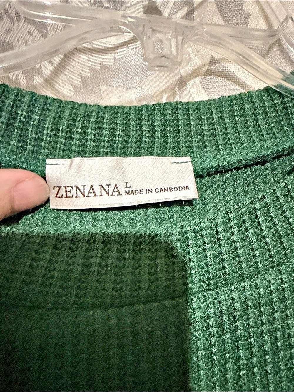 ZENANA Textured Knit Green Large New - Picture 2 of 4